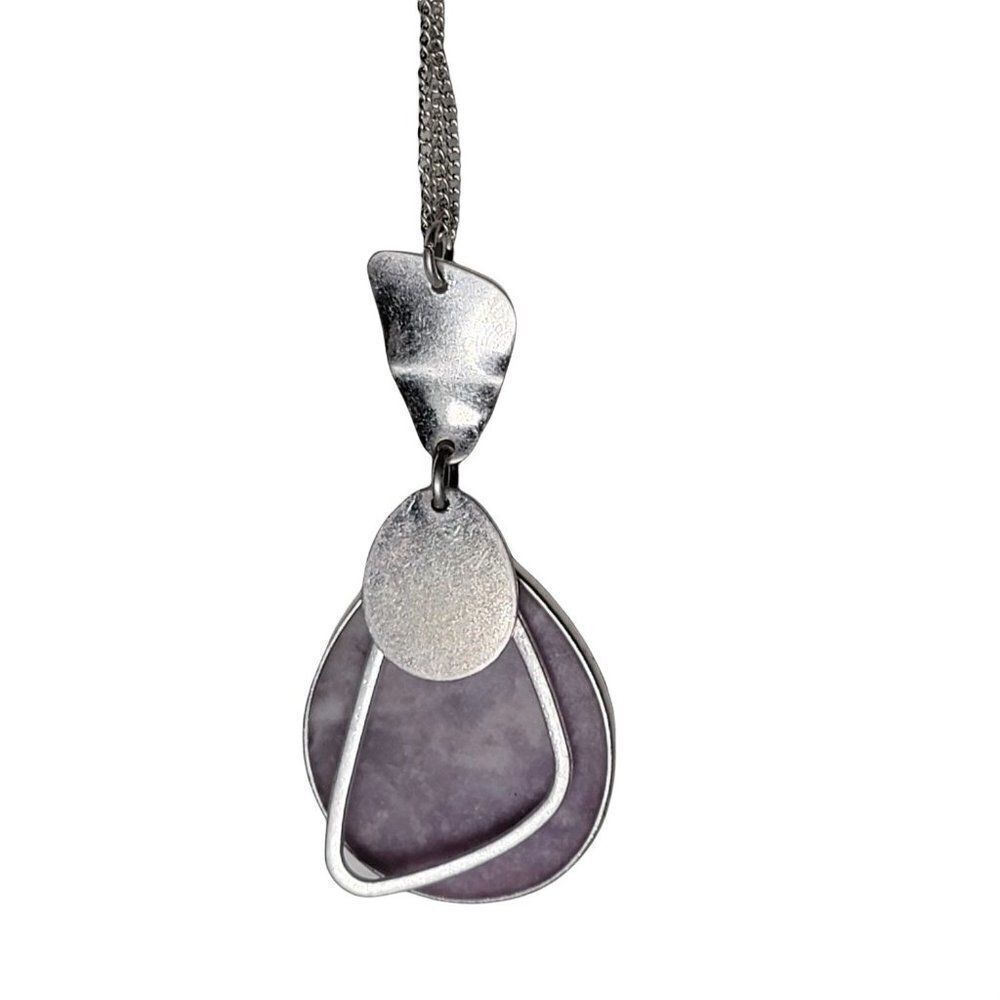 Universal Thread Womens Silver Purple Semi Precious Stone Pendant Necklace